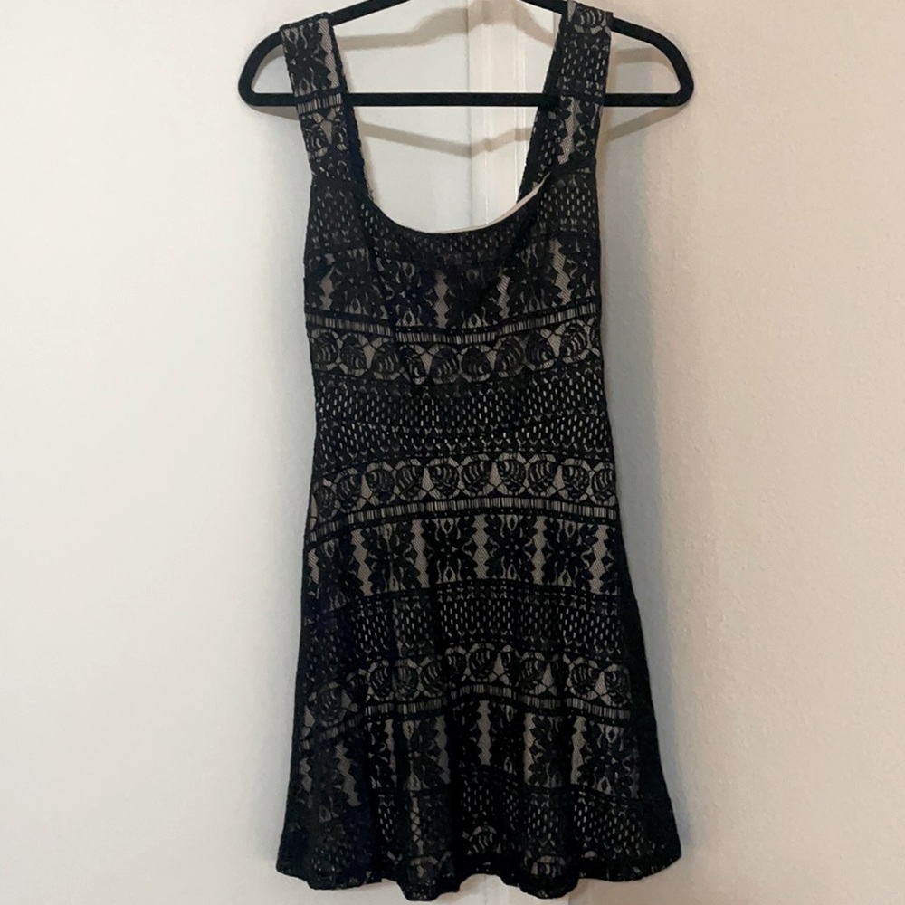 Lace short black dress